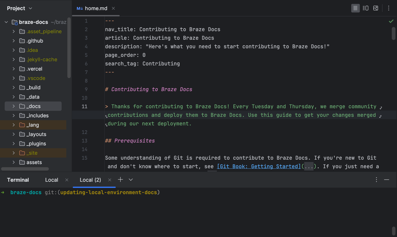 Intellij IDEA with the in-app terminal open.