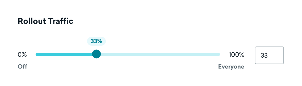 Rollout Traffic（ロールアウト・トラフィック）と書かれたスライダーで、0から100の間で設定する。